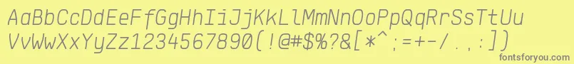 Шрифт KlartextMonoLightItalic – серые шрифты на жёлтом фоне