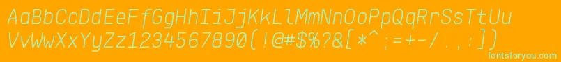 Шрифт KlartextMonoLightItalic – зелёные шрифты на оранжевом фоне