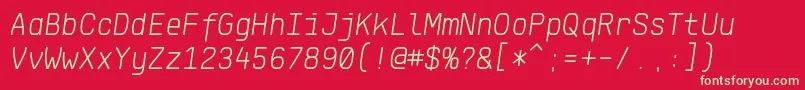 Шрифт KlartextMonoLightItalic – зелёные шрифты на красном фоне