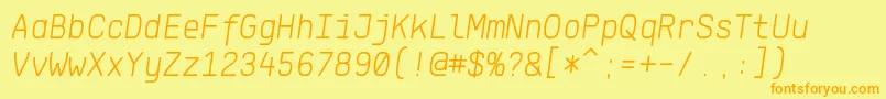 Шрифт KlartextMonoLightItalic – оранжевые шрифты на жёлтом фоне