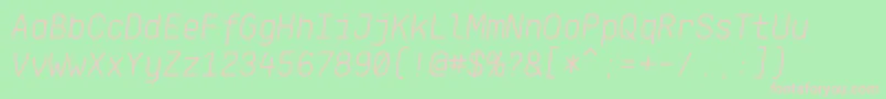 フォントKlartextMonoLightItalic – 緑の背景にピンクのフォント
