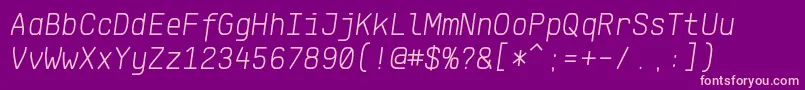 KlartextMonoLightItalic Font – Pink Fonts on Purple Background