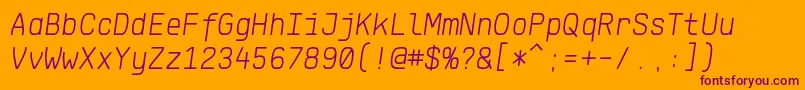 Шрифт KlartextMonoLightItalic – фиолетовые шрифты на оранжевом фоне