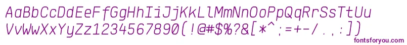 Шрифт KlartextMonoLightItalic – фиолетовые шрифты на белом фоне