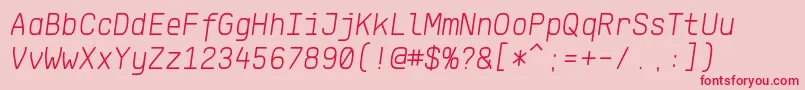 フォントKlartextMonoLightItalic – ピンクの背景に赤い文字