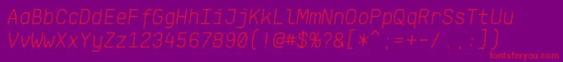 KlartextMonoLightItalic Font – Red Fonts on Purple Background