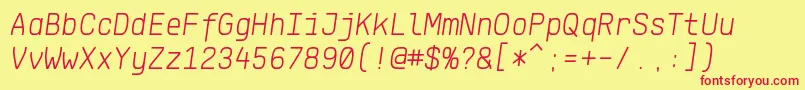 KlartextMonoLightItalic Font – Red Fonts on Yellow Background