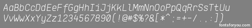 フォントKlartextMonoLightItalic – 灰色の背景に白い文字