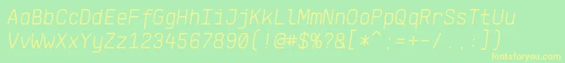 KlartextMonoLightItalic Font – Yellow Fonts on Green Background