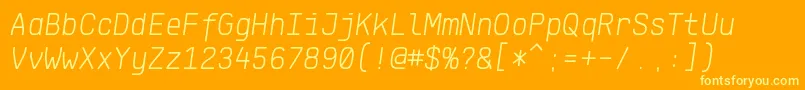KlartextMonoLightItalic Font – Yellow Fonts on Orange Background