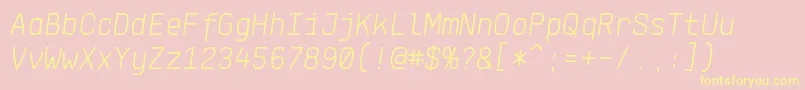 KlartextMonoLightItalic Font – Yellow Fonts on Pink Background