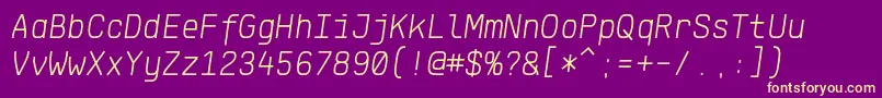 Шрифт KlartextMonoLightItalic – жёлтые шрифты на фиолетовом фоне
