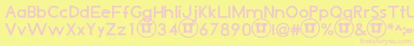 Fonte LjDesignStudiosIsBold – fontes rosa em um fundo amarelo