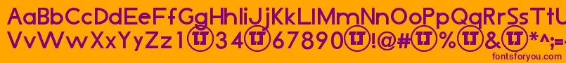 LjDesignStudiosIsBold-Schriftart – Violette Schriften auf orangefarbenem Hintergrund