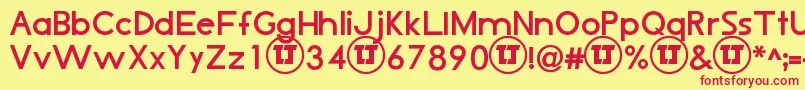 フォントLjDesignStudiosIsBold – 赤い文字の黄色い背景