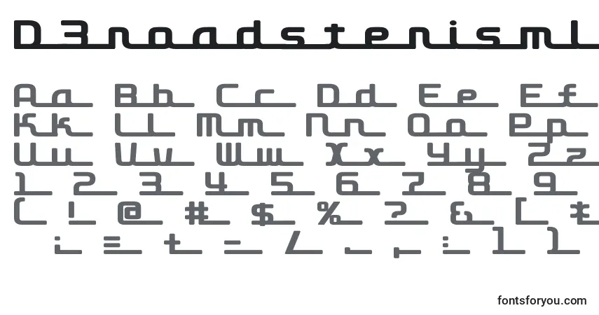 D3roadsterisml Font – alphabet, numbers, special characters
