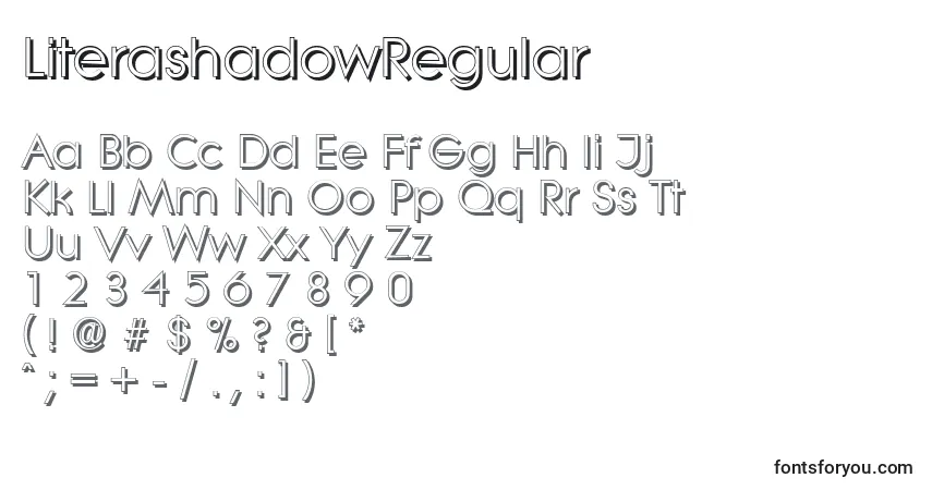 Czcionka LiterashadowRegular – alfabet, cyfry, specjalne znaki
