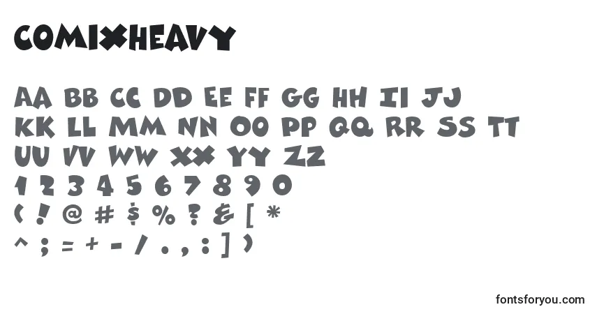 Czcionka ComixHeavy – alfabet, cyfry, specjalne znaki