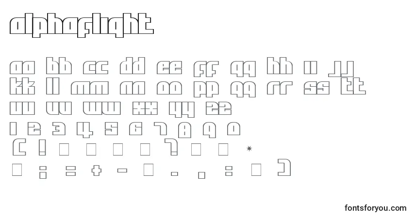 Schriftart AlphaFlight – Alphabet, Zahlen, spezielle Symbole