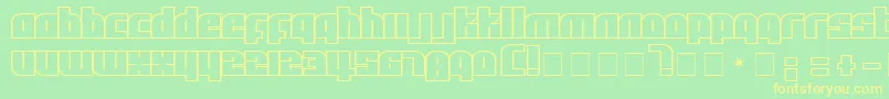 フォントAlphaFlight – 黄色の文字が緑の背景にあります