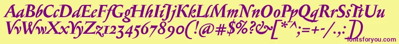SerapioniiBolditalic Font – Purple Fonts on Yellow Background