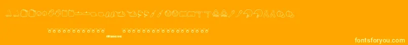 ToyKars-Schriftart – Gelbe Schriften auf orangefarbenem Hintergrund