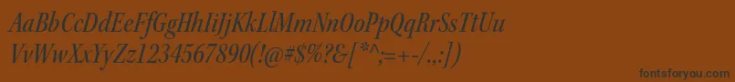 Weitere Informationen zur KeplerstdMediumcnitsubh-Schriftart KeplerstdMediumcnitsubh-Schriftart – Schwarze Schriften auf braunem Hintergrund