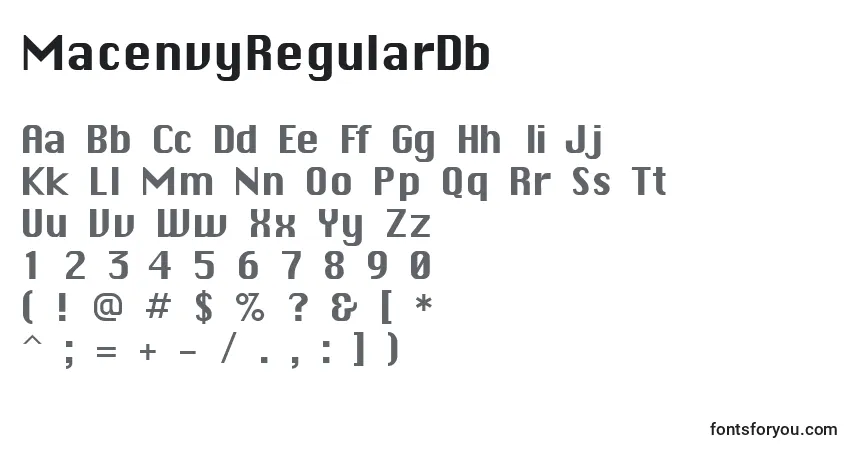 MacenvyRegularDb-fontti – aakkoset, numerot, erikoismerkit