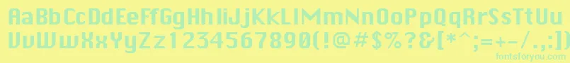 MacenvyRegularDb-Schriftart – Grüne Schriften auf gelbem Hintergrund