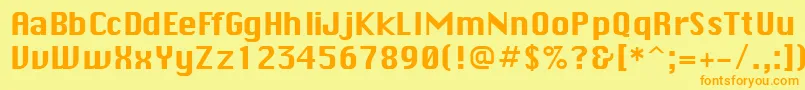 フォントMacenvyRegularDb – オレンジの文字が黄色の背景にあります。