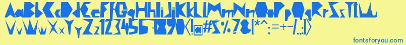 フォントCutout – 青い文字が黄色の背景にあります。