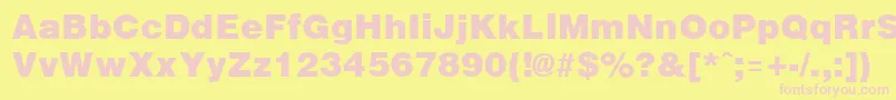 ArenaBlack-fontti – vaaleanpunaiset fontit keltaisella taustalla