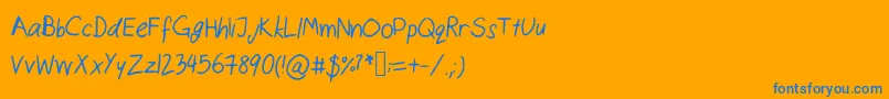 Catshandwriting Font – Blue Fonts on Orange Background
