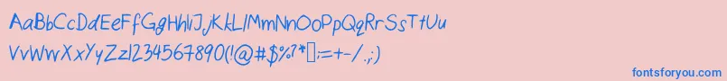 Fonte Catshandwriting – fontes azuis em um fundo rosa