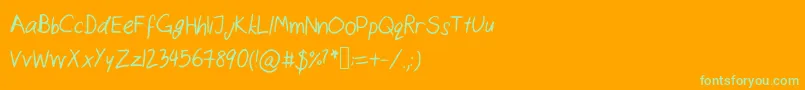Catshandwriting Font – Green Fonts on Orange Background