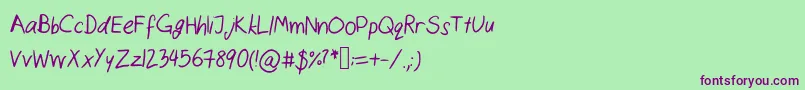 フォントCatshandwriting – 緑の背景に紫のフォント
