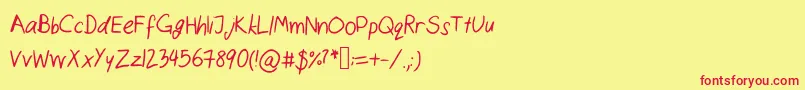 Catshandwriting Font – Red Fonts on Yellow Background