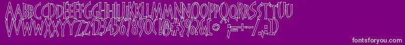 FrankendorkHollowフォントについての詳細 フォントFrankendorkHollow – 紫の背景に緑のフォント