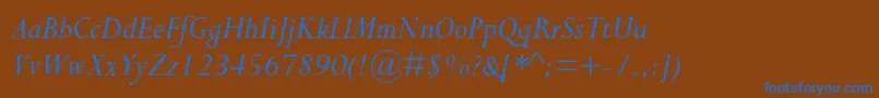 PerpetuastdItalic Font – Blue Fonts on Brown Background