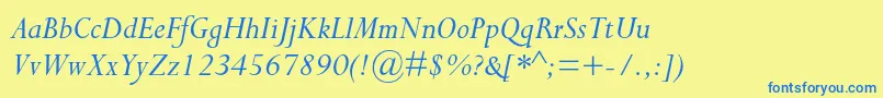 More about PerpetuastdItalic Font PerpetuastdItalic Font – Blue Fonts on Yellow Background