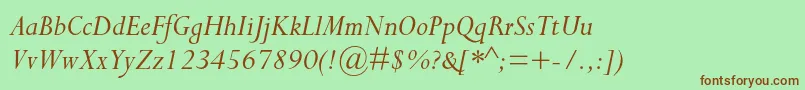 PerpetuastdItalic Font – Brown Fonts on Green Background