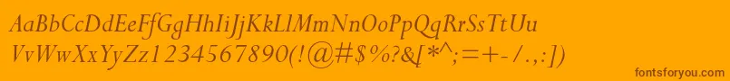 PerpetuastdItalic Font – Brown Fonts on Orange Background