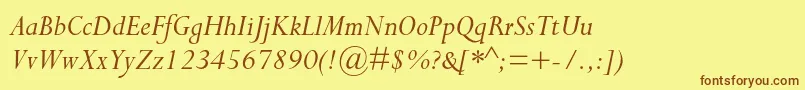PerpetuastdItalic Font – Brown Fonts on Yellow Background