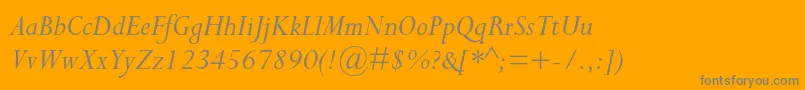PerpetuastdItalic-Schriftart – Graue Schriften auf orangefarbenem Hintergrund