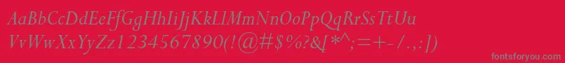 PerpetuastdItalic Font – Gray Fonts on Red Background