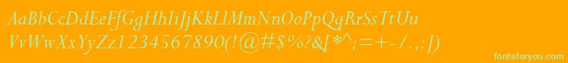PerpetuastdItalic Font – Green Fonts on Orange Background