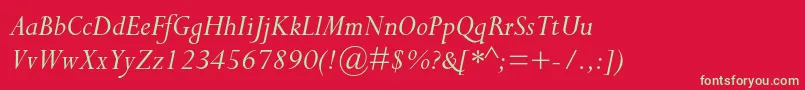 PerpetuastdItalic Font – Green Fonts on Red Background
