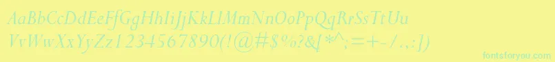 PerpetuastdItalic Font – Green Fonts on Yellow Background