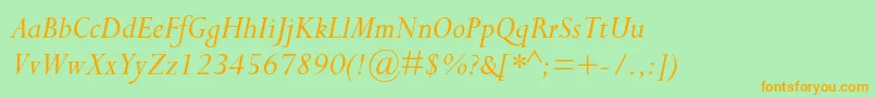 PerpetuastdItalic Font – Orange Fonts on Green Background