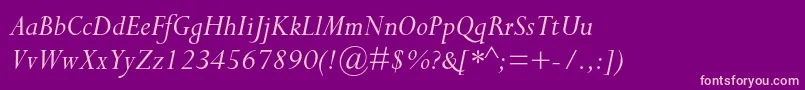PerpetuastdItalic Font – Pink Fonts on Purple Background